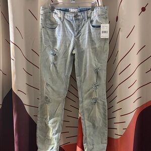 Free People Light Blue Distressed Straight Leg Jeans